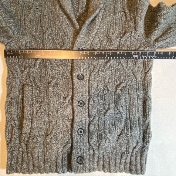 Banana Republic Shawl Cardigan Merino Wool Blend Cable Chunky Knit Gray Men Sz S - Picture 14 of 16